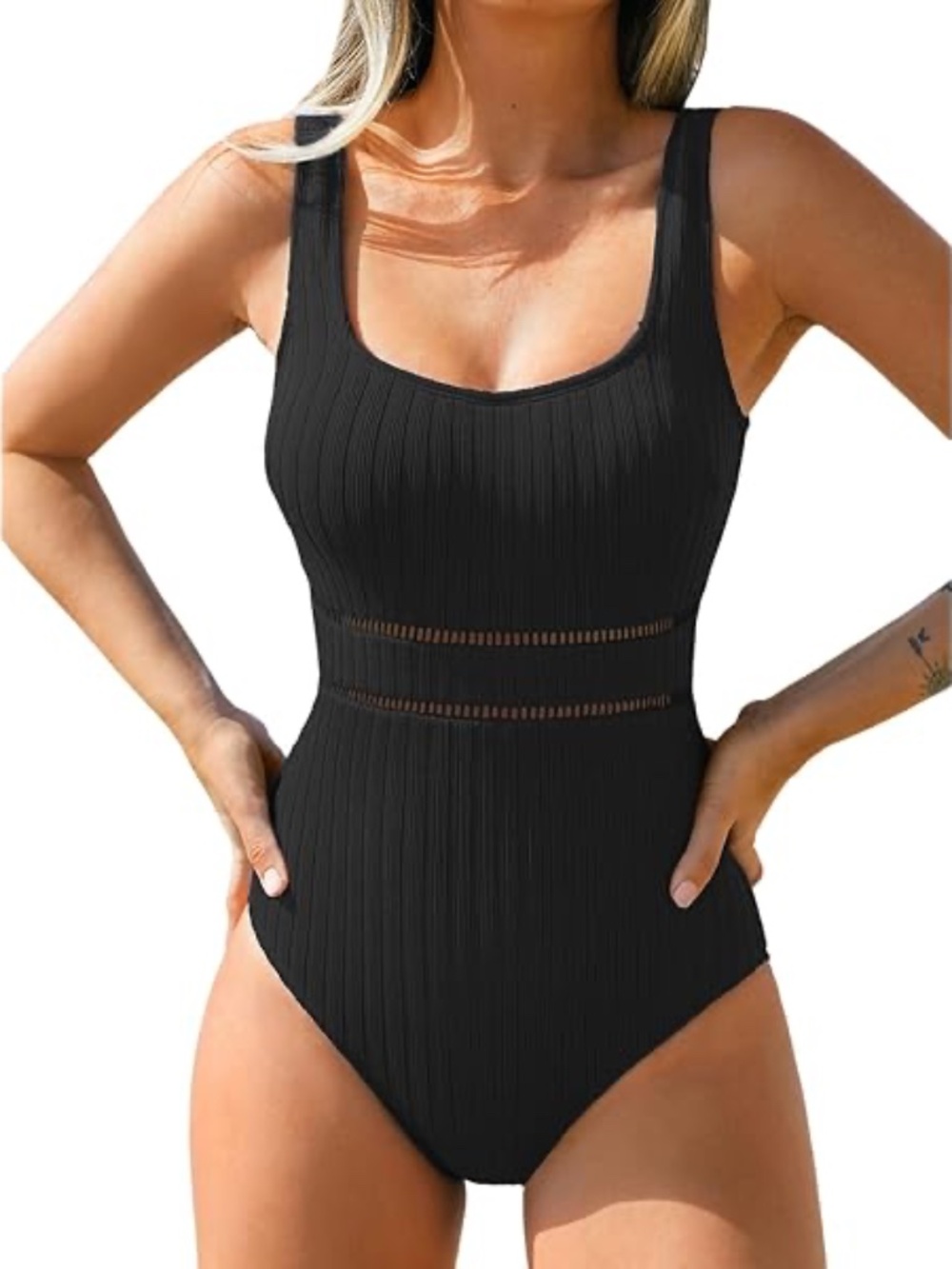 NWT Cupshe Black Cutout One Piece Bathing Suit Size Medium